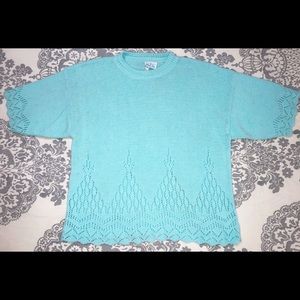 Vintage Village Fair Short Sleeve Knit Sweater